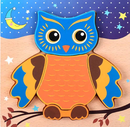 Colorful 3D Animal Wooden Puzzle Set for Kids
