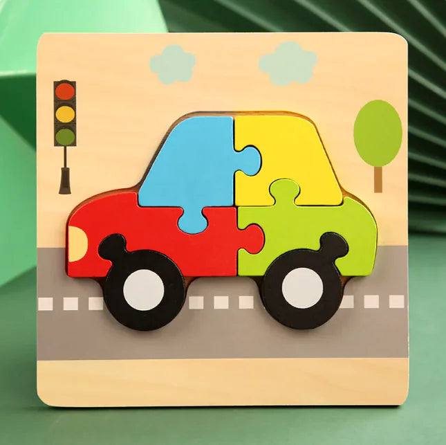 Colorful 3D Animal Wooden Puzzle Set for Kids