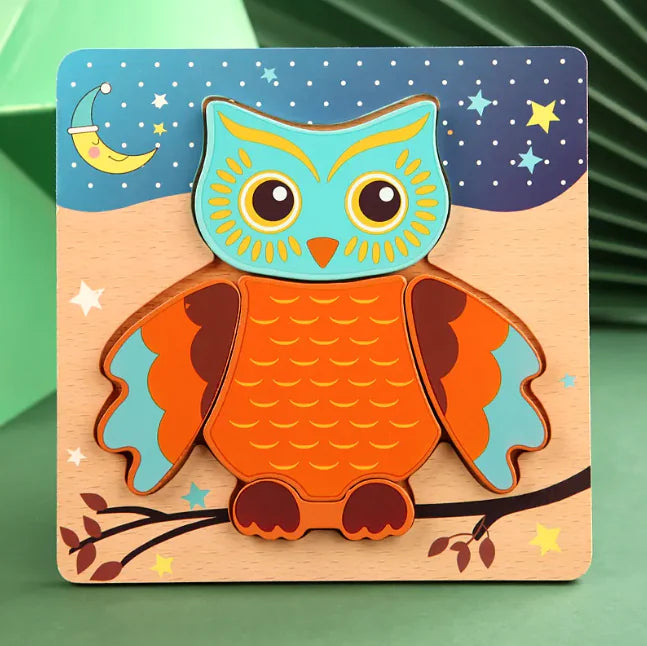 Colorful 3D Animal Wooden Puzzle Set for Kids