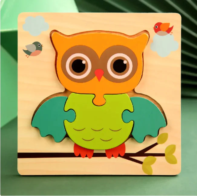 Colorful 3D Animal Wooden Puzzle Set for Kids