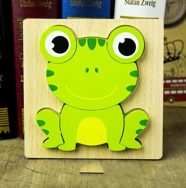 Colorful 3D Animal Wooden Puzzle Set for Kids