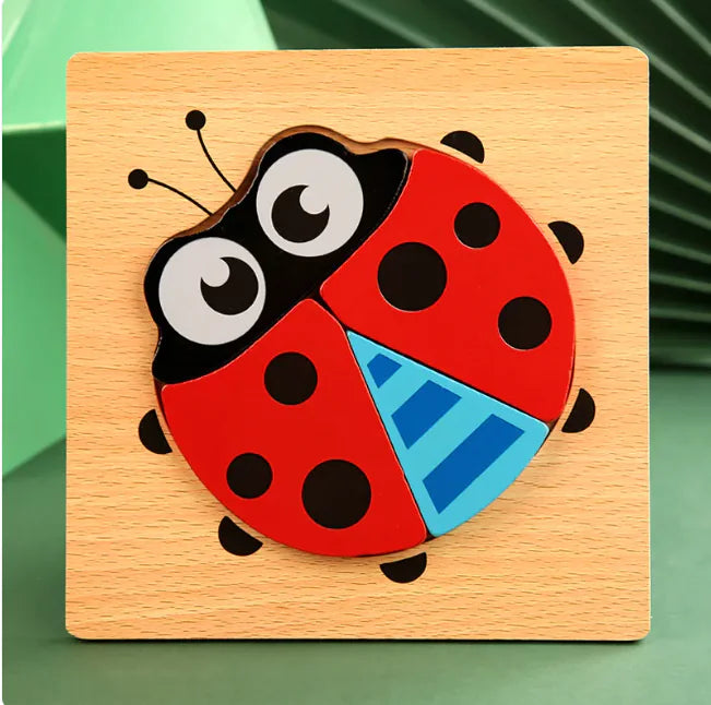 Colorful 3D Animal Wooden Puzzle Set for Kids