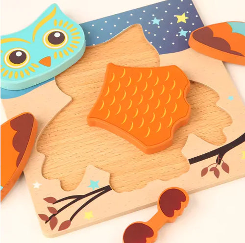 Colorful 3D Animal Wooden Puzzle Set for Kids