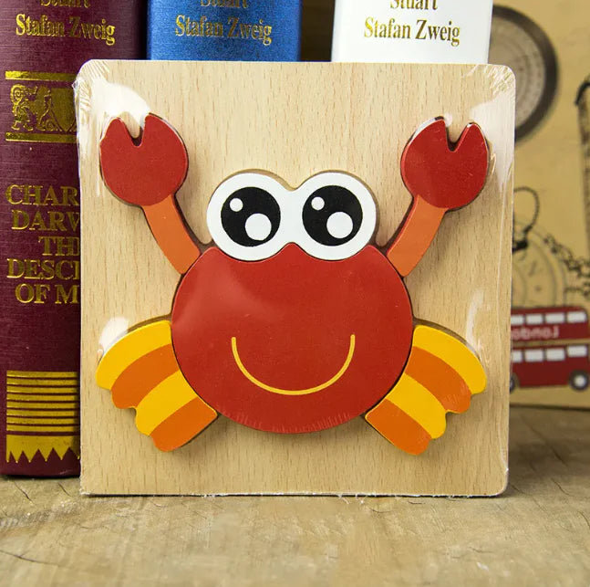 Colorful 3D Animal Wooden Puzzle Set for Kids