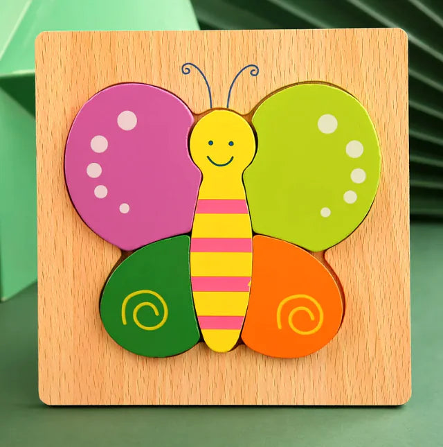Colorful 3D Animal Wooden Puzzle Set for Kids